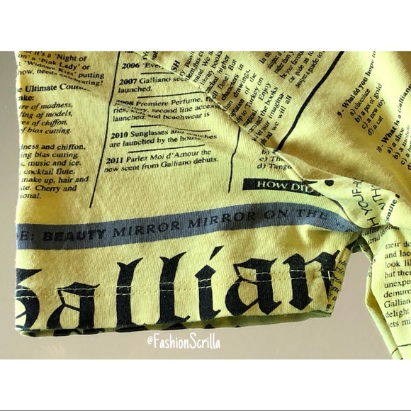 John Galliano Yellow News Print Vintage Cropped Top - Picture 9 of 16
